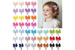 Ruyaa Hair Clips, 40-Pack Premium Quality Lightweight Hair Bows Snap Clips in 20 Colors, Baby Barrettes, Hair Pins, Hair Bows for Pigtails, Children Hair Accessories