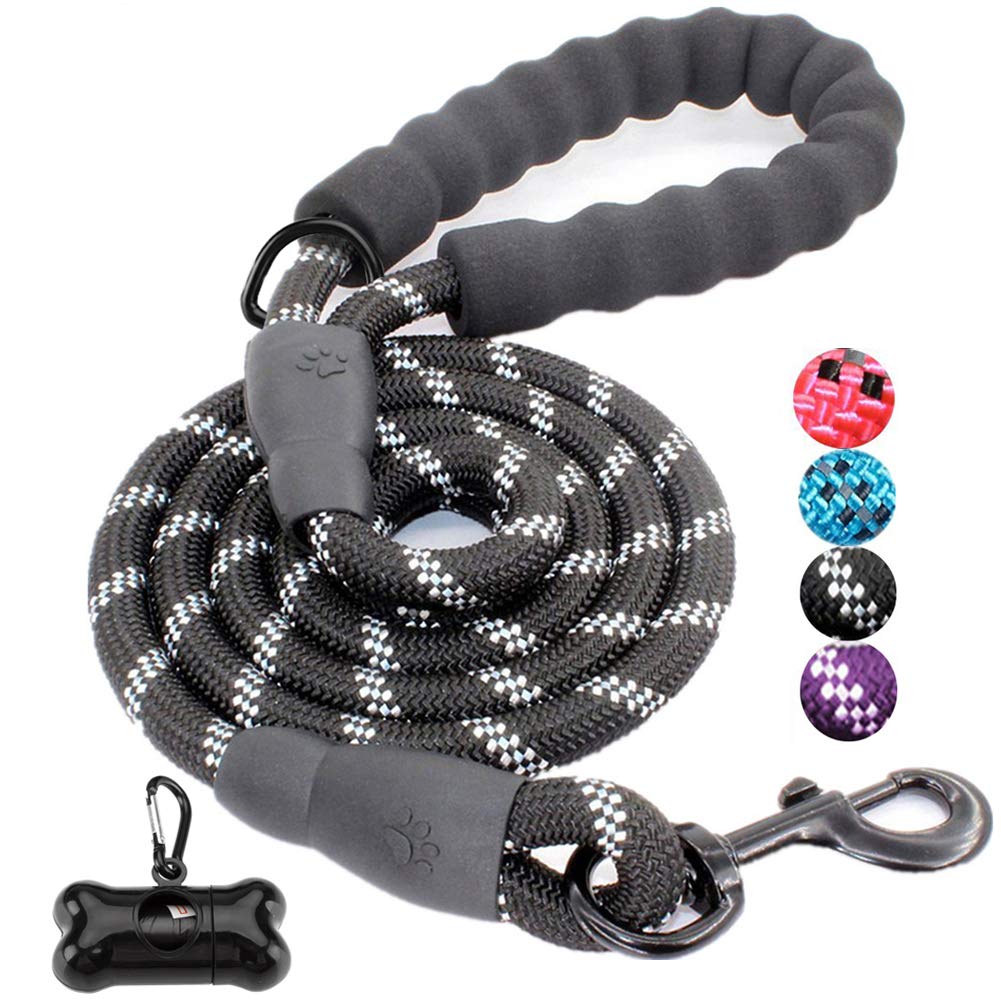 JBYAMUK 5 FT Strong Dog Lead with Comfortable Padded Handle and Highly Reflective Threads for Small, Medium and Large Dogs (5-FT, Black) โ image 1