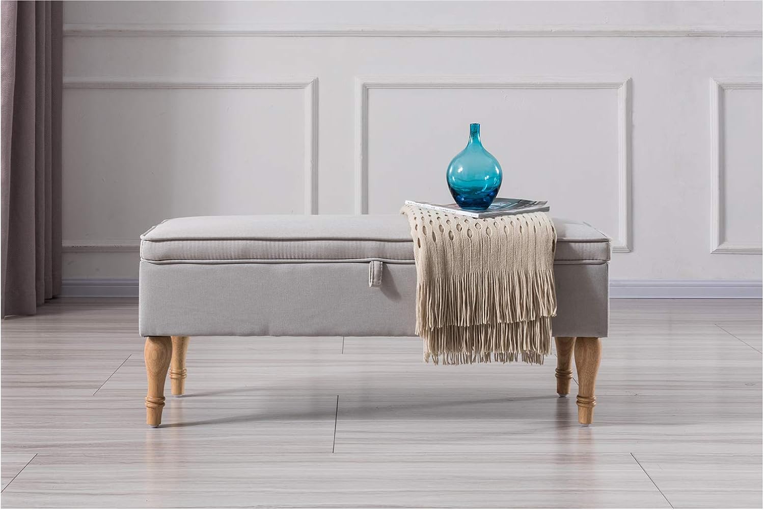 Vesgantti 41 Ottoman Upholstered Bedroom Bench With Storage Space For Bedding Window Seat Toy Box Foot Stool Beige Amazon Co Uk Kitchen Home