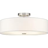 Livex Lighting 51055-91 Meridian Collection 4-Light Semi Flush Mount Ceiling Fixture with Off-White Fabric Hardback Drum Shad