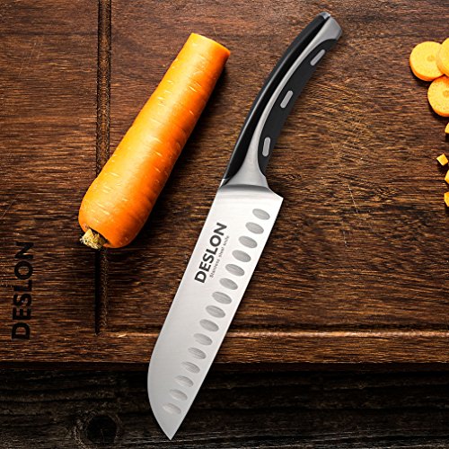 DESLON Professional Santoku Knife 7 Inch Germany High Carbon Steel Knife with Ergonomic Handle