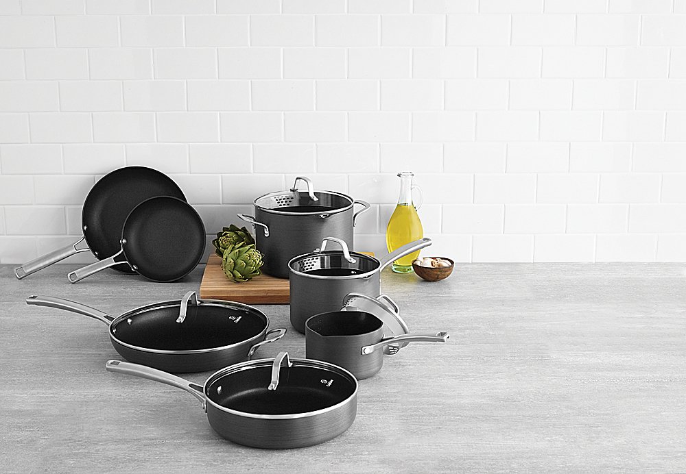 Calphalon 1943337 12 Piece Classic Nonstick Cookware Set, Grey