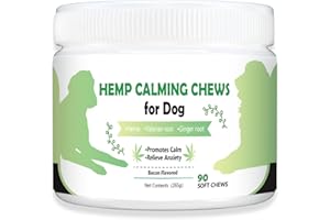 TEKOLA Hemp Calming Chews for Dogs Anxiety Relief Dog Calming Chews Natural Ingredients Dog Calming Aid with Separation, Barking and Sleeping, Promote Relaxation, Reduce Stress (Bacon Flavor)