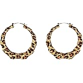 GRDSAW Leopard Dangle Earrings for Women Statement Square Drop Flash Metal Earrings Disc Earring Geometric Modeling Animal Print Stud Earring Fashion Jewelry