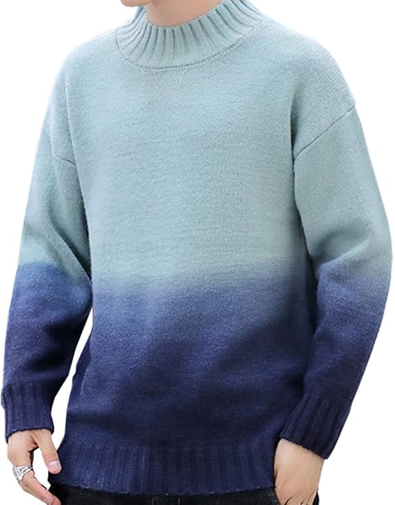 Amazon セーター メンズ クルーネックセーター長袖 暖かい 綿 防寒 グラデーション カラーマッチング ニットセーター カジュアル 丸首 ビジネス 大きいサイズ 春秋冬 セーター 通販