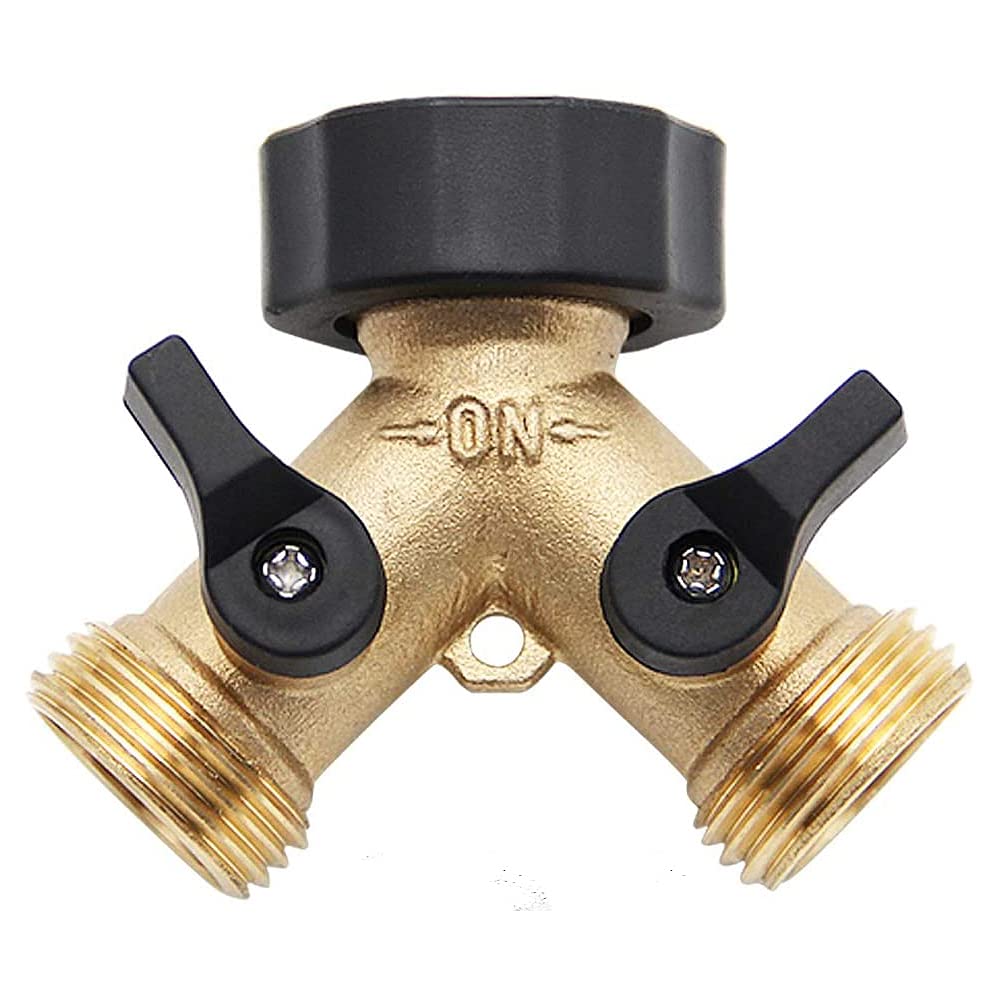 ANCLLO Garden Hose Splitter 2 Way-Y Connector Brass Garden Hose Adapter