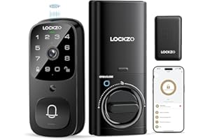 Lockzo Smart Lock with Camera, 6-in-1 WiFi Doorbell Keyless Entry Door Lock, Deadbolt Lock for Front Door, Fingerprint, Keypa
