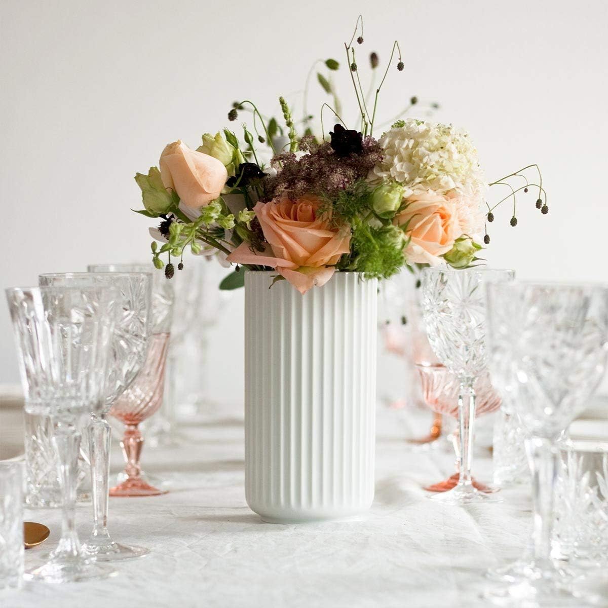 Lyngby Porcelæn Vase Height 20.5 cm Lyngby Design Classic Timeless Design White, H20,5 cm - Image 4