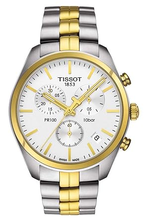 T101.417.22.031.00 PR100 Chronograph White Dial Two-Tone Mens Watch