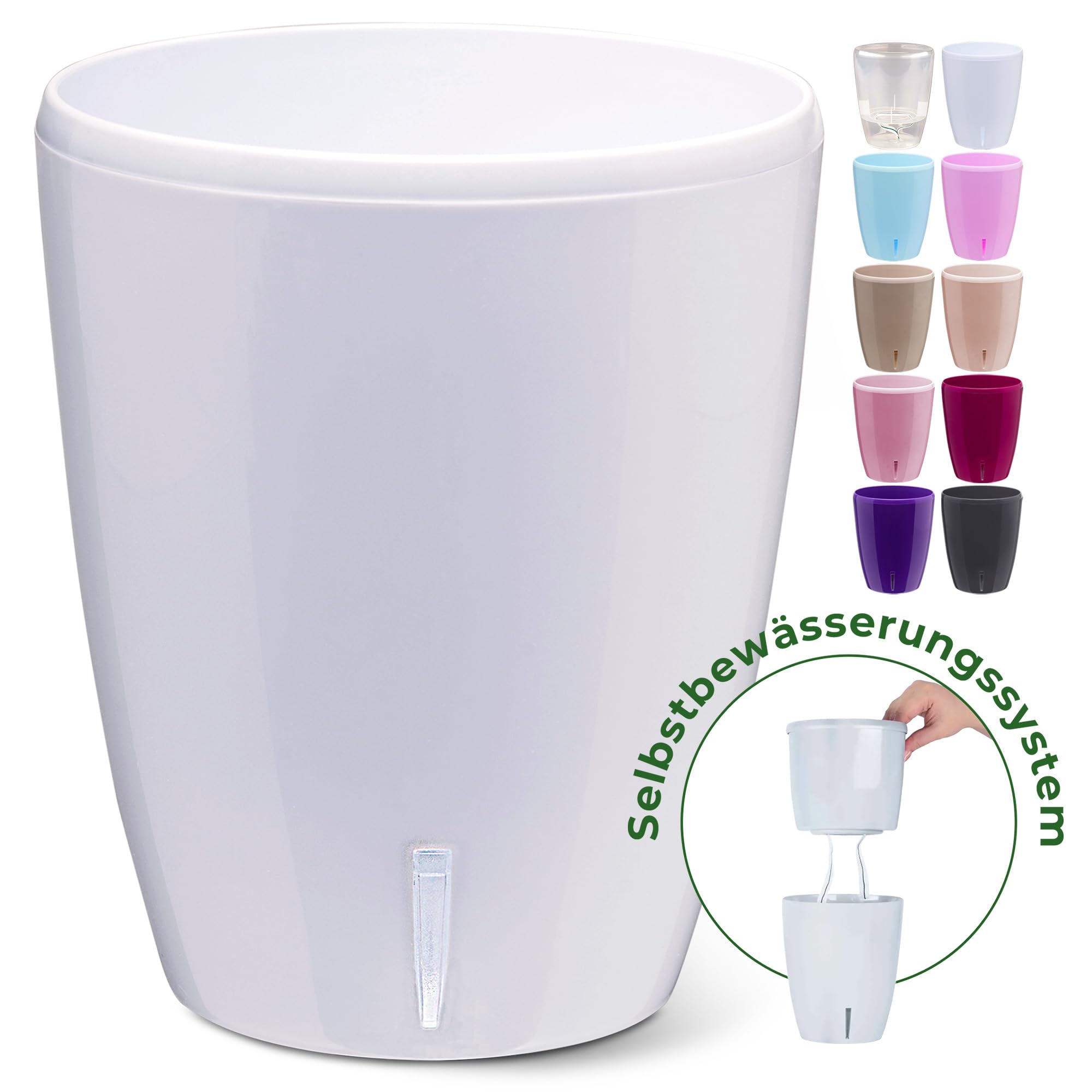 Happy Plants Orchid Pot D 12.5 cm Flower Pot with Integrated Water Level Indicator, Self-Watering System for Orchids - White 1.3 Litre