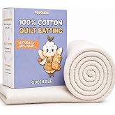 Novodon 100% Cotton Quilt Batting Queen Size 96&rdquo; x 108&rdquo; &ndash; Soft, Breathable, Durable, Ideal for Quilting, Sewing &amp; Crafts