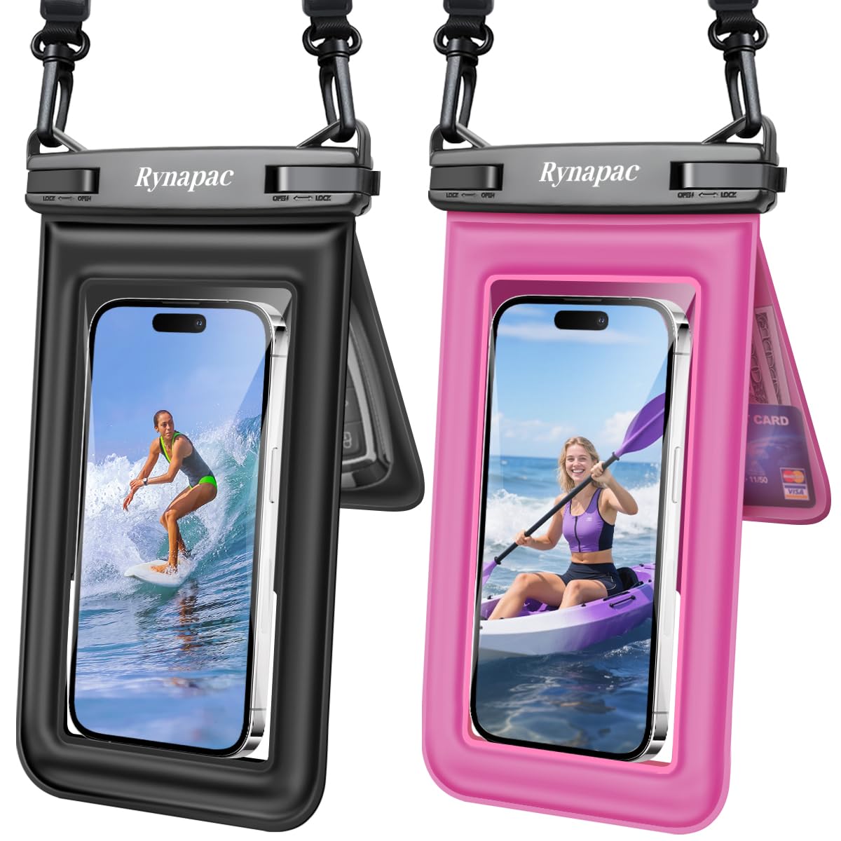 Photo 1 of [Up to 8.5''] Waterproof Phone Pouch Floating, Double Bags Waterproof Phone Case with Lanyard for iPhone 16 15 Pro Max, Galaxy S25 S24 Ultra, IPX8 Cellphone Dry Bag Beach Cruise Ship Essentials 2 Pack