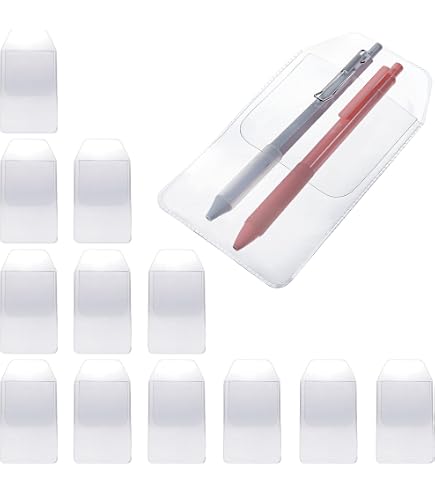 Tenceur 50 Pcs Clear PVC Pocket Protectors - Pen Holder For Shirts, Lab Coats, 6.3 X 3.35 Inches