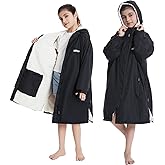 Hiturbo Warm Kids Swim Parka: Waterproof Changing Robe - Oversize Swimming Coat - Hooded Surf Poncho - Thick Lining (7-14Y)