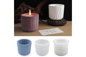 LSLEVA Storage Box Candle Jar Cup Molds, Creative Silicone Candle Vessels Pot Molds, Concrete Round Stripe Bottle Making Moulds for Candle Holder Flower Vase Aromatherapy Ornaments (C)