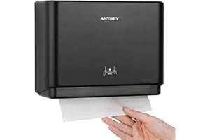 anydry 200-Sheet Wall-Mounted Paper Towel Dispenser, Fits Multi-Fold Towels up to 10x3.1 Inches, Perfect for Home & Business (Black)