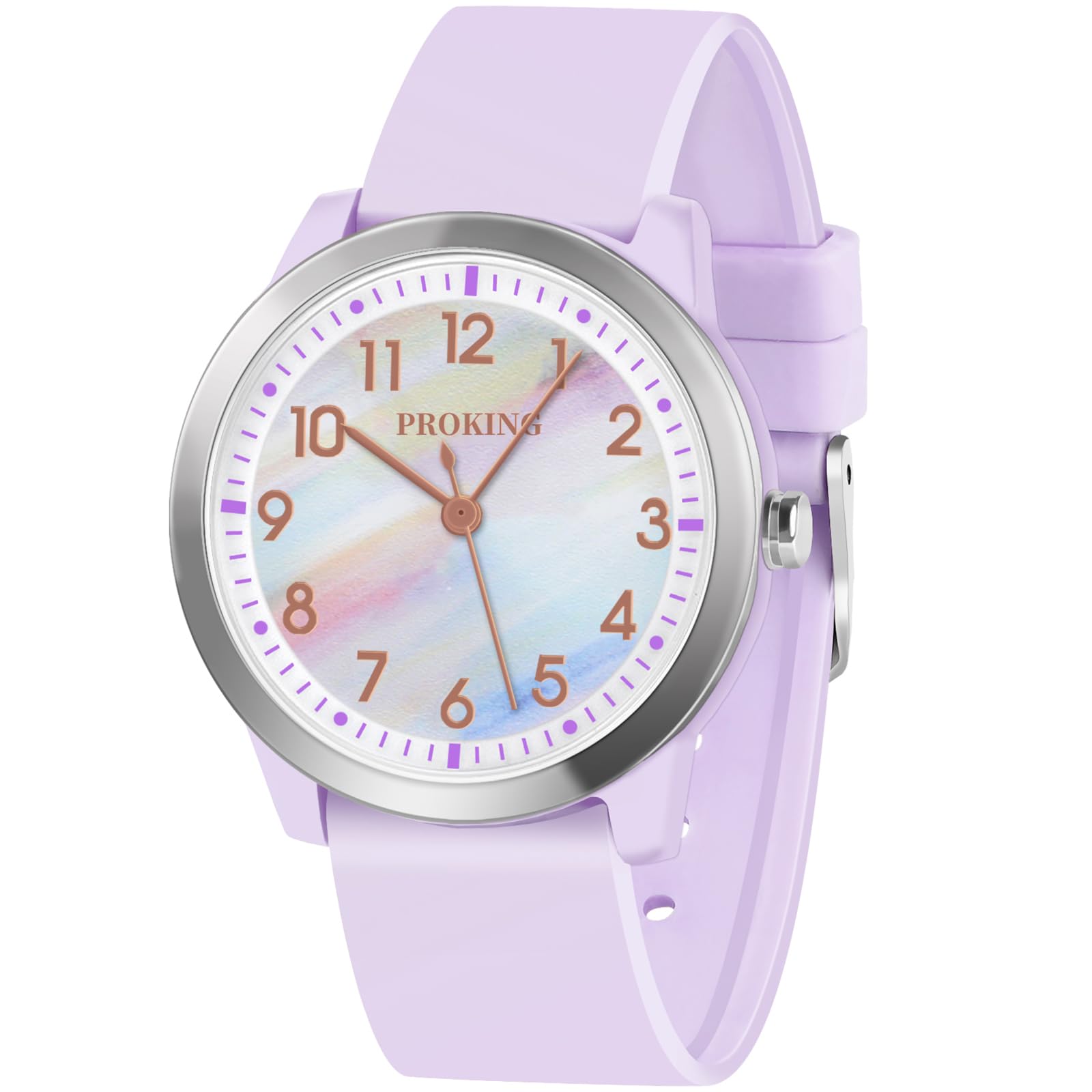 PROKING Kids Watch for Girls Boys Children Teens Analog for Kid 8-18 Years Old Learning Time and Easy to Read 50M Waterproof with Soft Band, Great Gift for Kids