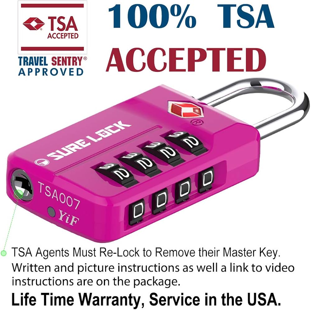  | TSA Approved Travel Luggage Locks, Open Alert Combination Lock for School Office & Gym Locker, Toolbox, Pelican Case, Pink 1 Pack | Luggage Locks