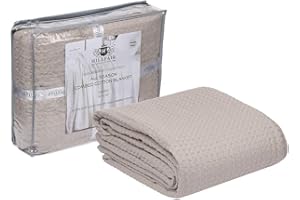 HILLFAIR 100% Combed Cotton Blanket– King Size Bed Blankets– Warm Soft All Season Breathable Lightweight Summer Blankets– Waffle Weave Home Decor Bed Blanket- Khaki King Bed Cotton Blankets/Bedcovers