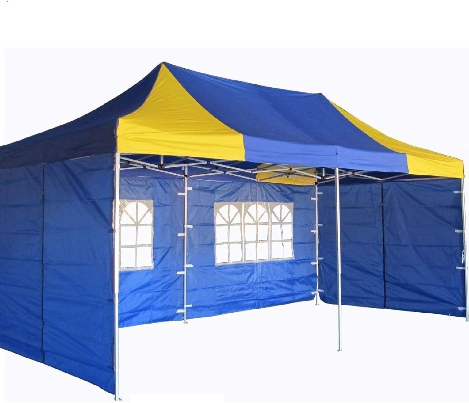 10'x20' Pop up 6 Walls Canopy Party Tent Gazebo EZ Blue Yellow - E Model By DELTA Canopies