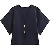 Agoeast Womens Short Sleeve Cardigans Lightweight V Neck Button Down Crop Knit Sweater Tops