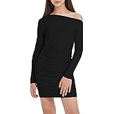 EXARUS Girls Bodycon Dress Ruched Teen Long Sleeve/Off Shoulder/One Shoulder Mini Short Formal Prom Party Dance Dresses