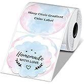 Phomemo Wavy Circle Thermal Label, Gradient Rainbow Blue Sticker Label for M110/M100/M220/M250/M108 Label Makers, 1.96" x 1.96" (50x50 mm), for Barcode/Address/Mailing/Logo/Business/Home