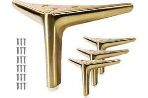 VEHCIL 6-inch Brushed Gold Furniture Legs, Legs for Furniture Set of 4 Modern Furniture Feet Metal Table Legs for Cabinet Sofa Couch Chair Bed Dresser Wardrobe Risers DIY Replacement