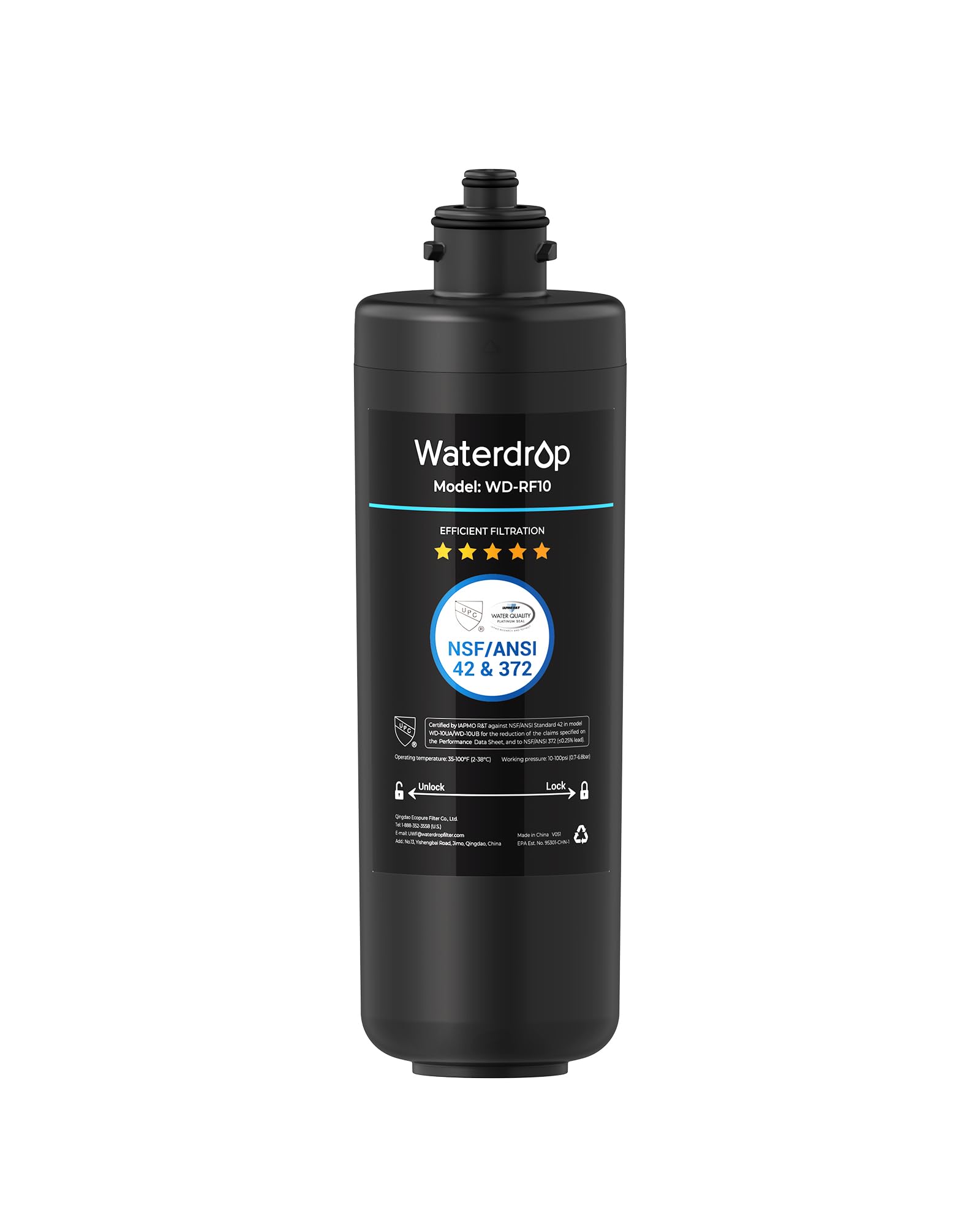Waterdrop WD-RF10 Water Filter, NSF/ANSI 42 Certified, 30,000 Liters High Capacity, Replacement for Waterdrop Under Sink Water Filtration System WD-10UA, WD-10UB