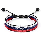 Slovenia Flag Beaded Bracelet, Adjustable, Boho Style Rope Bracelet for Women, Men