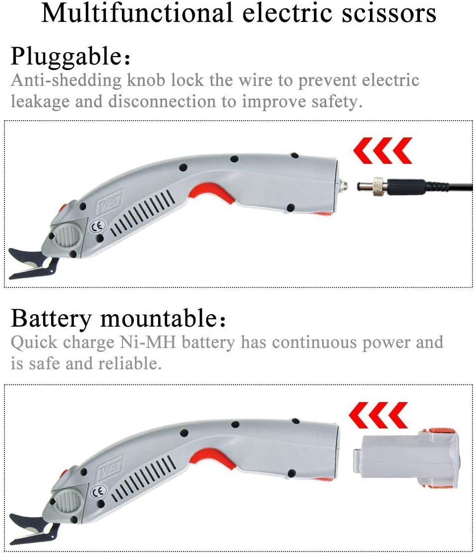 MXBAOHENG WBT-1 Electric Fabric Cutter 3.6V Rechargeable 0-8mm Electric Scissors for Cutting Fabric/Carpet/Leather/Rubber/Paperboard (One Battery & A Cutter Head) - Image 4