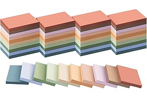 KOZERITE (50 Pads) Sticky Notes 1.5x2, Vintage Colors, 10 Colors Self Sticky Notes, Sticky Pads, Recyclable, Self-Stick Pads, Easy to Stick for Home, Office, Notebook