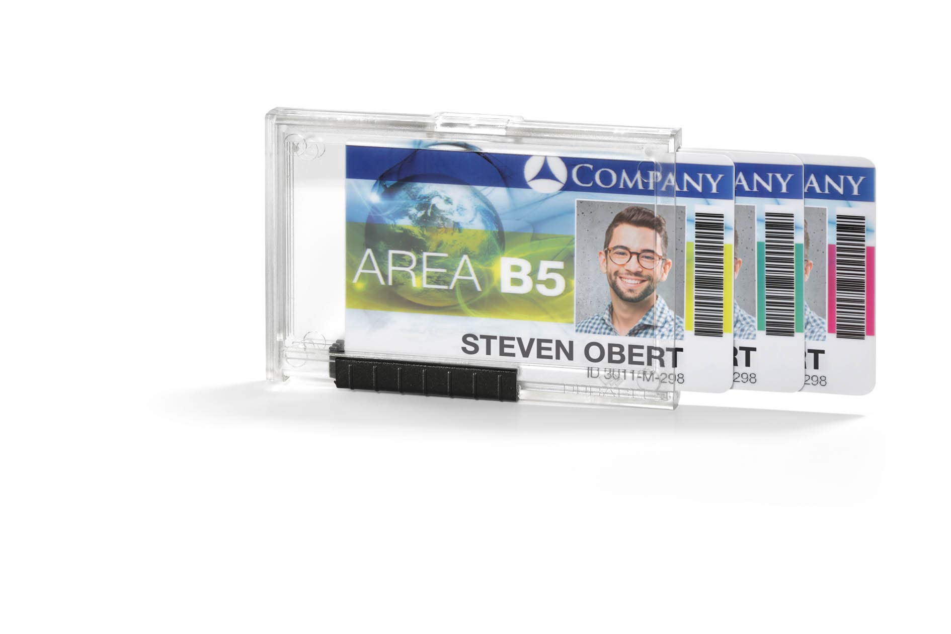 Durable Pushbox Trio Security Pass Holder 54 x 87mm Transparent | Pack of 10 Badges | for Securely Holding Upto 3 ID/Security Cards