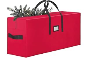DREAM LOOM Christmas Tree Storage Bag, Fits Up to 9 FT Tall Artificial Disassembled Trees, Large Heavy Duty Storage Container with Handles, 65"x15"x30” Red