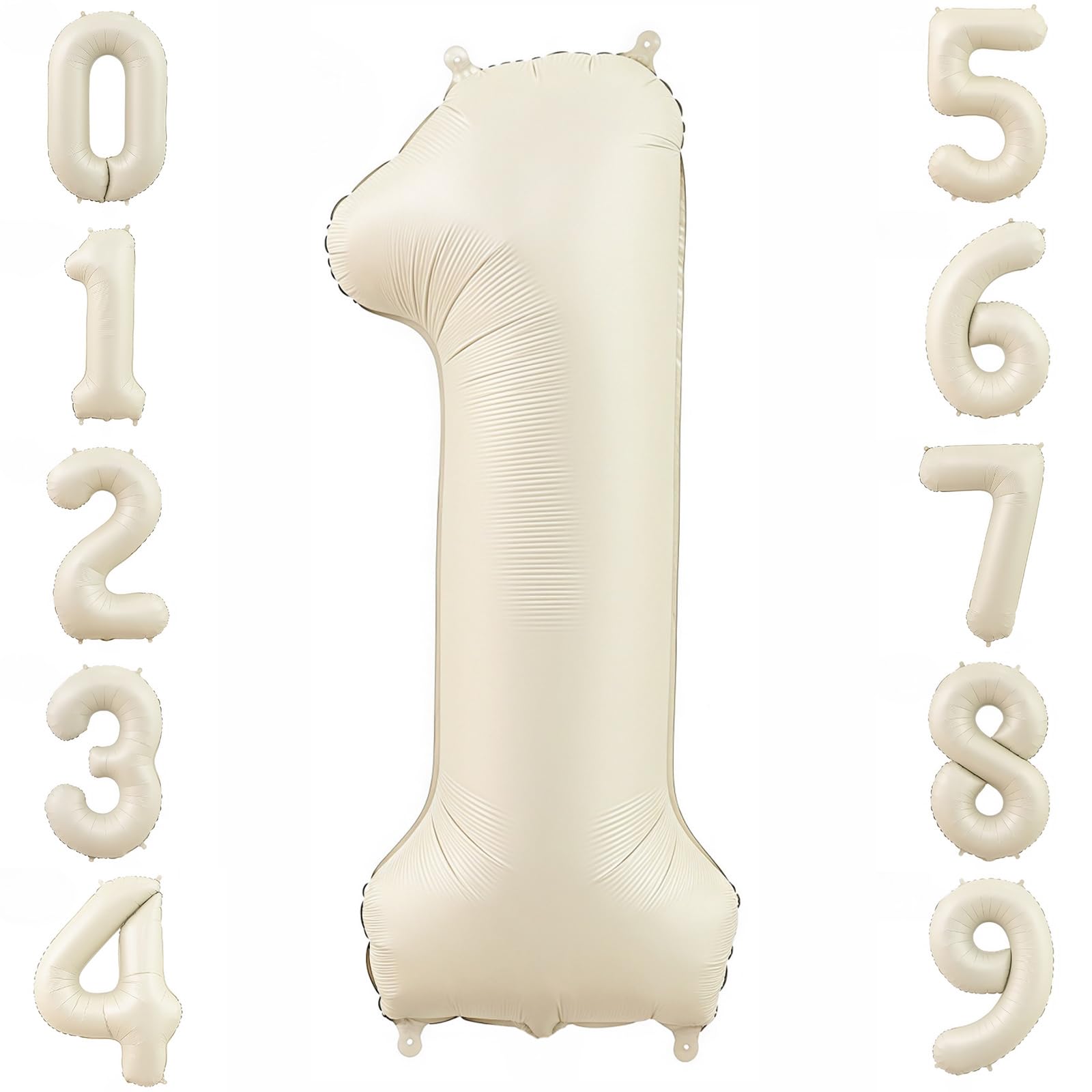 Photo 1 of Cream 1 Balloon Number 40 Inch Cream White Number 1 Balloon Helium Mylar 1 Balloon for Birthday Party Decoration