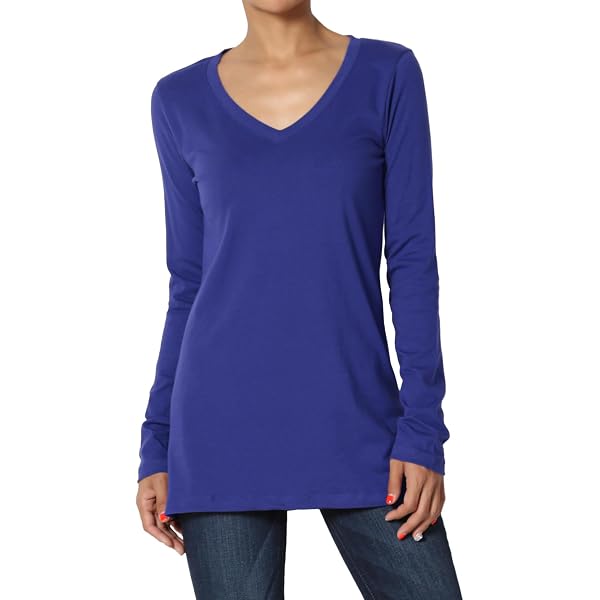 Camiseta Mujer Manga Larga Algodón Elástica Ajustada, Cuello Redondo, Básica, Para Capas O Uso Casual, Marca Active Basic
