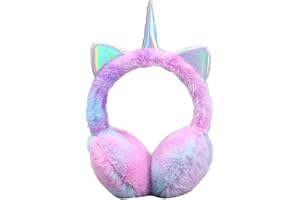 Earmuffs for Girls Unicorn Ear Muff Winter Faux Fur Ear Warmers Ear Cover with Cute Sequins Ears for Women Kids