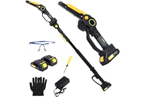 GIFZES 2-in-1 Cordless Pole Saw & Mini Chainsaw 6 Inch Brushless Electric Rotatable Pole Saws for Tree Trimming, 21V Pole Saw Kit with 4.9-7.5ft Adjustable Pole Saw, 2 x 2.0Ah Battery and Charger 2.0
