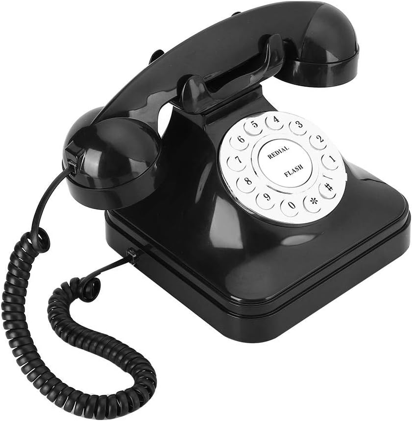Vbestlife Rotary Design Retro Landline Phone for Home Old Fashioned Corded Telephone with Flash
