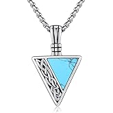 REDSUN Viking Pendant Necklace 925 Sterling Silver Celtic Pendant Abalone/Opal/Onyx/Lapis Lazuli/Turquoise Necklace Viking Amulet Jewelry Gifts for Men Women, with Stainless Steel Chain