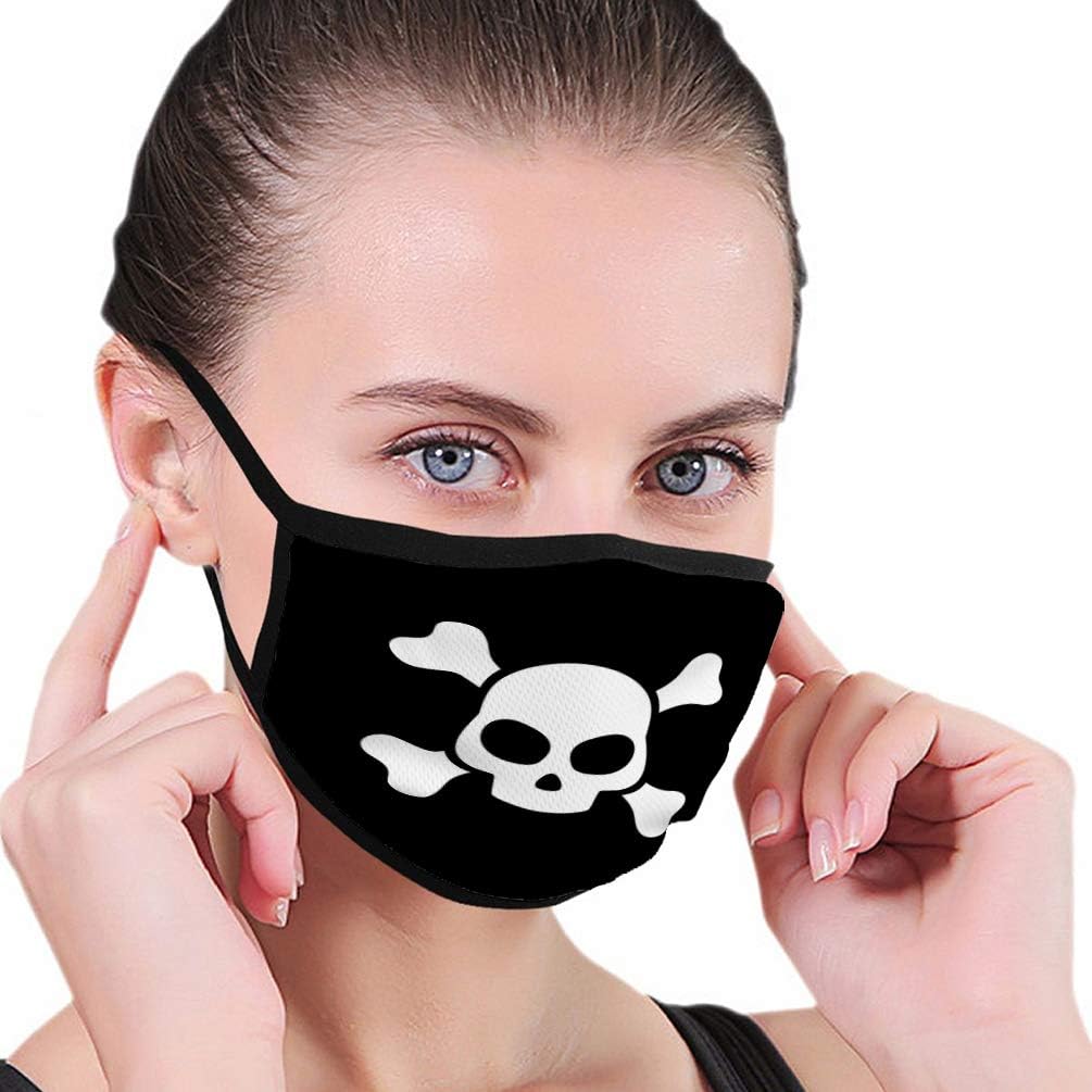 Women Men Breathable Half Face Mouth Cover Skull on Black