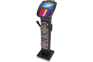 Starion KS877-B CD+G Pedestal Karaoke System l Built in Stereo Speakers & Tablet Holder l 2 USB l Multi-Color Light Effects l 2 Karaoke Microphones