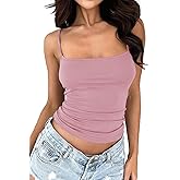 HOT ROEE Women's Sleeveless Adjustable Spaghetti Strap Tank Top Form Fitting Going Out Cami Crop Top
