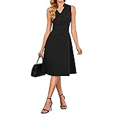 GRACE KARIN Women 2026 Summer Work Dress Sleeveless V Neck Elegant Midi Dresses A Line Ruched Waist Business Dresses