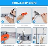 Vicloon Broom Holder 3 Slots 4 Hooks Wall Mounted Organizer Heavy Duty view 6