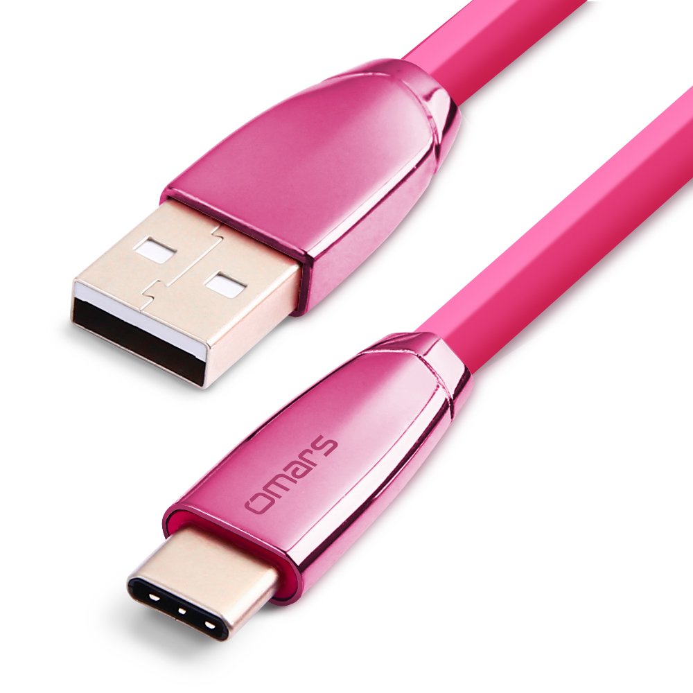 OMARS Câble USB C vers USB A 2.0 1.2m Câble Plat Connecteur d’Aluminium pour MacBook Huawei Honor 8/Mate 9/P10 Nubia Z11 ZTE Axon 7 Xiaomi Mi Mix Samsung Galaxy C7 Pro Nexus 5X/6P OnePlus 3