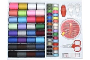 Renashed Sewing Kit with 100 Basic Sewing Accessories, 64 Spools of Thread Mini Sewing kit for Beginners,Traveller, Emergency, Whole Family to Mend and Repair