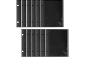 DDAOWANX 12 Pieces Black Flip Folio Marching Band Music Files Holder Folder Pages Sheet 7.3 x 6.3 Inches PVC Waterproof Window Pages Musical Folder With 2 Holes for Music Files