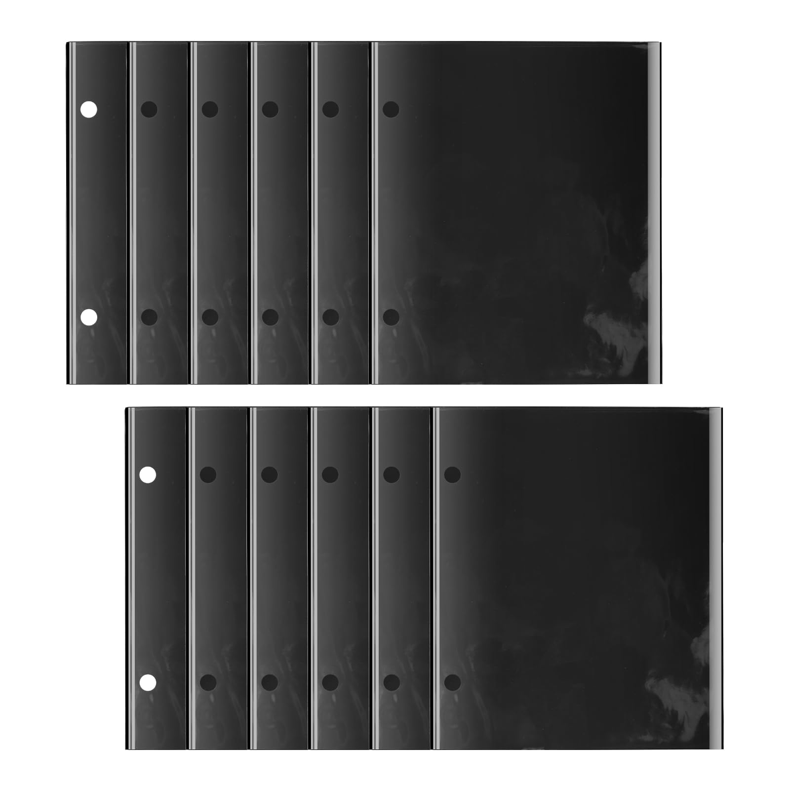 Photo 1 of 12 Pieces Black Flip Folio Marching Band Music Files Holder Folder Pages Sheet 7.3 x 6.3 Inches PVC Waterproof Window Pages Musical Folder With 2 Holes for Music Files