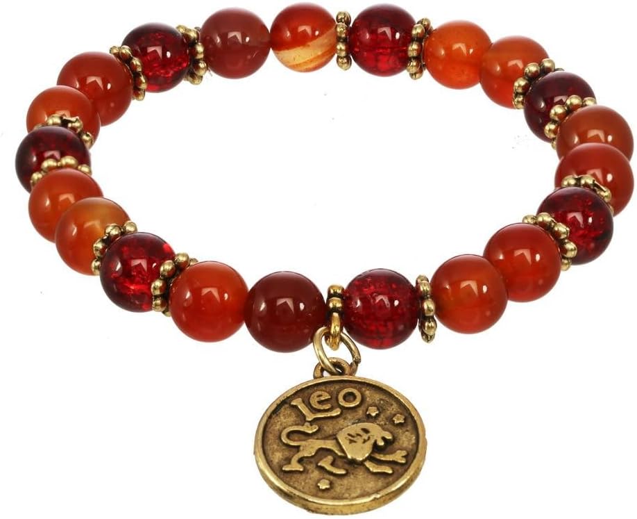 Fire Element Stretch Zodiac Charm Gemstone Bracelet (Sagittarius Sign)